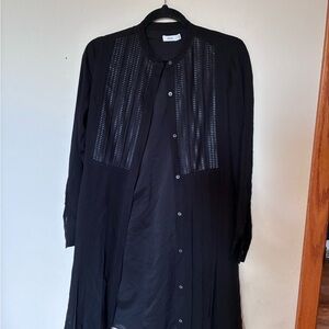 Vince Black Textured Button-Up pleated tunic women’s size 2